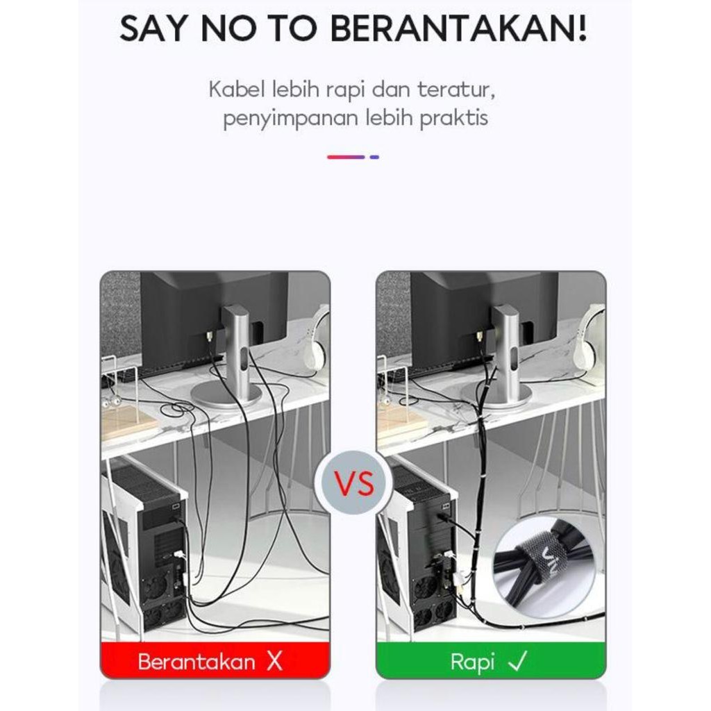 PENGIKAT KABEL / PERAPIAN KABEL VIVAN VVT02 Reusable Velcro Strap Cable Ties PANJANG 1 METER