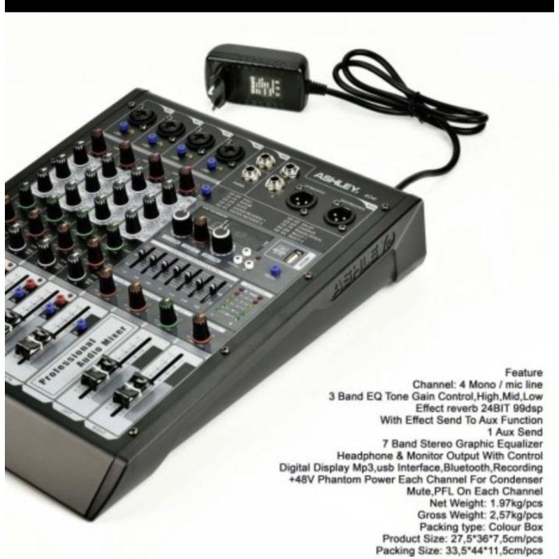 mixer audio ASHLEY 404i original 4 CHANEL equalizzer monitor amplifier