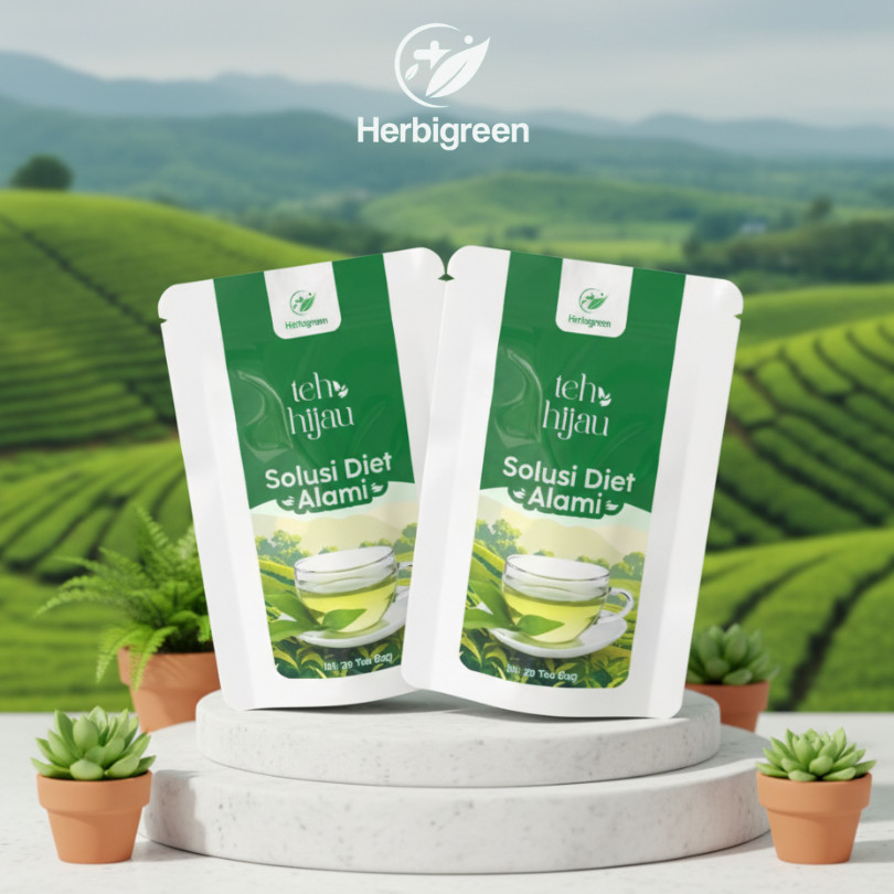 Herbigreen 2 Pcs  teh hijau pengobatan alami kanker diabetes disfungsi ereksi peningkat kesuburan an