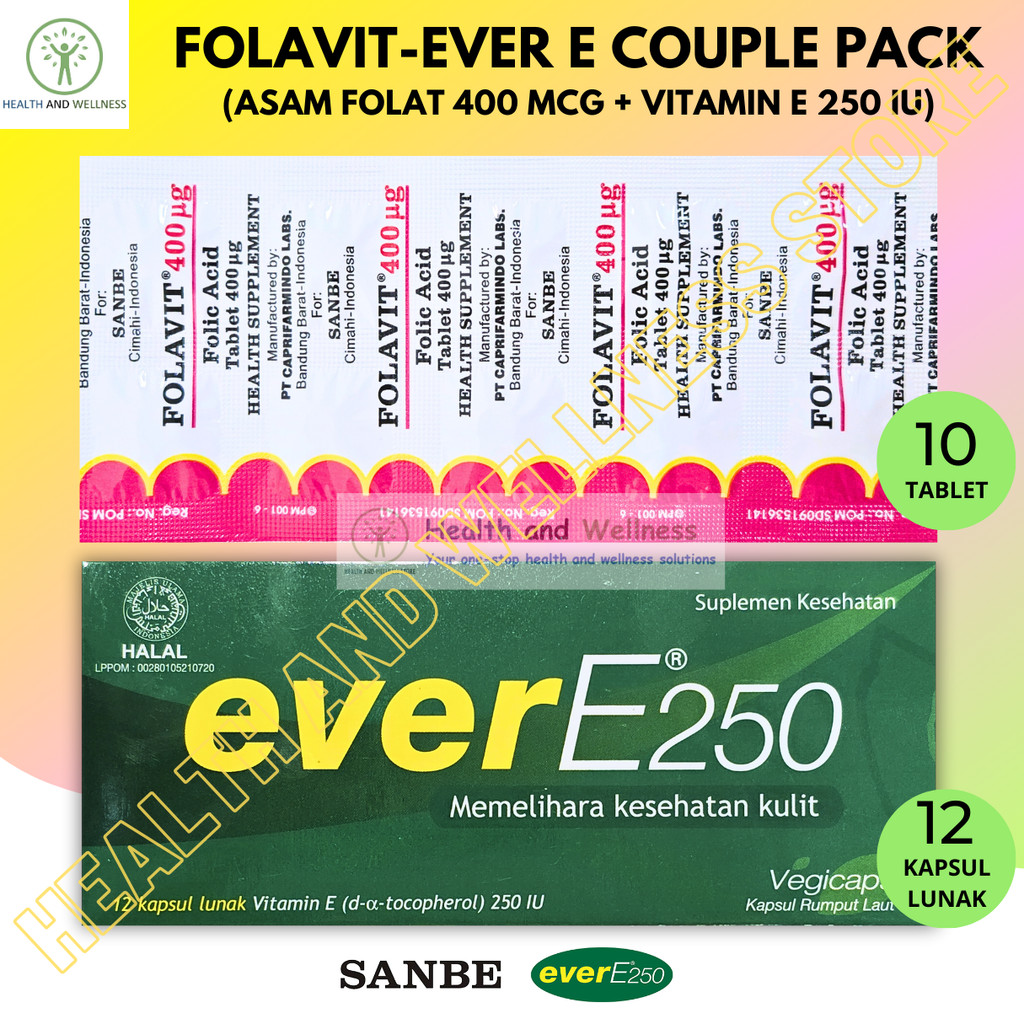 Folavit 400 Mcg Tablet dan Ever E 250 IU Kapsul Lunak