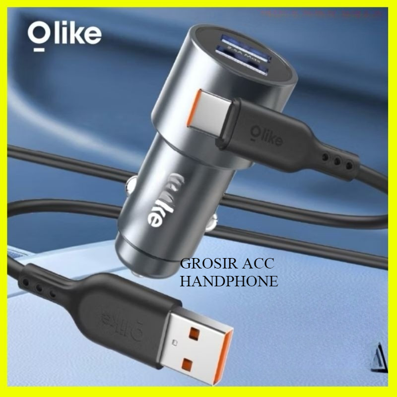 Olike CHARGER MOBIL UNTUK PENGECASAN DI MOBIL R1C R1S Car Charger 2.4A Max Dual USB +Kabel  Original