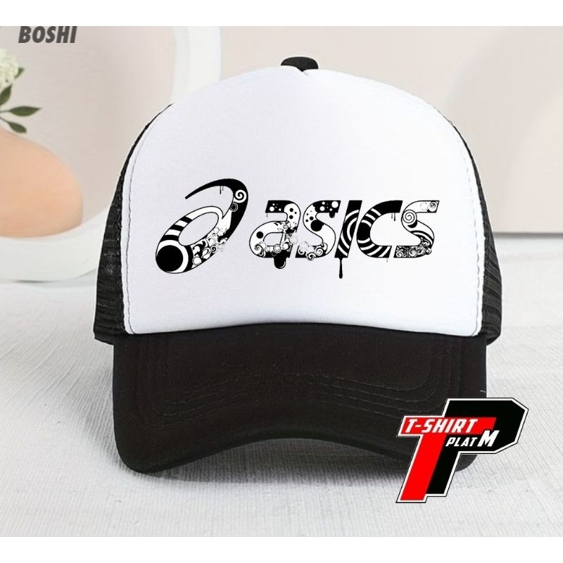 Topi Asics Black White Bisbol