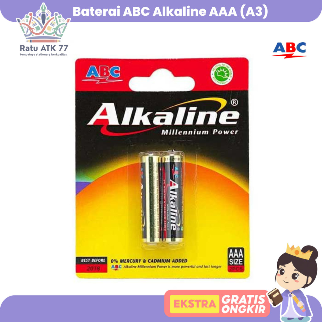 Baterai Battery ABC Alkaline AAA (A3) ( ISI 2 ) Kecil LR03 Millennium Power Batu batre Remot Camera