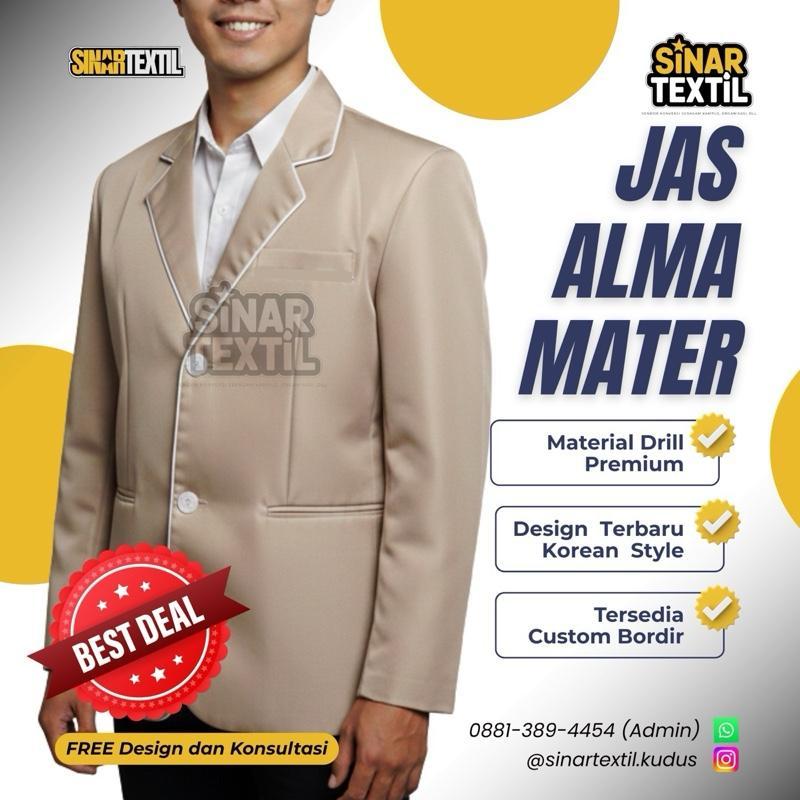 [COD] READY STOCK (BISA CUSTOM BORDIR) Jas Almamater Cream Lis Putih Korea Busa Lembut di bahu Setel