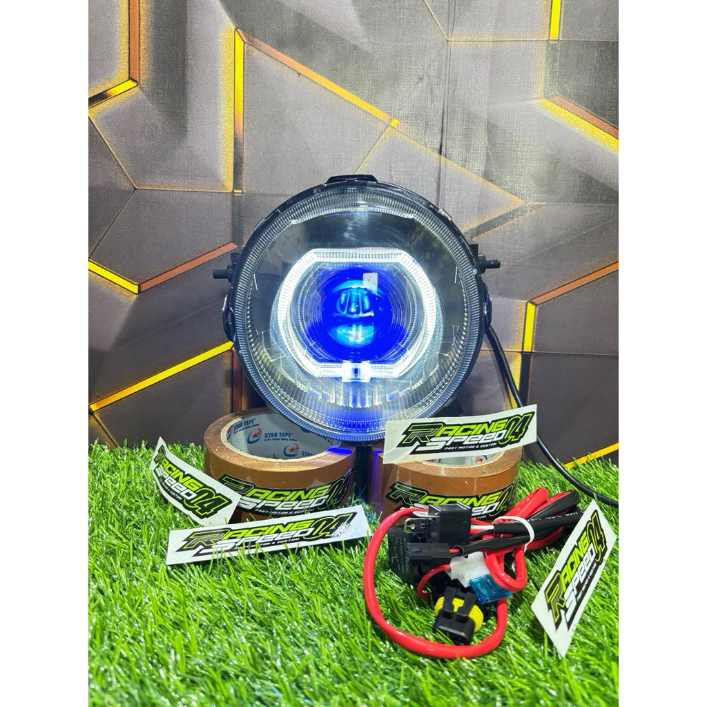 Reflektor Lampu Depan Biled Uk 4.5 Inch X-Ride Tinggal Pasang lampu biled motor