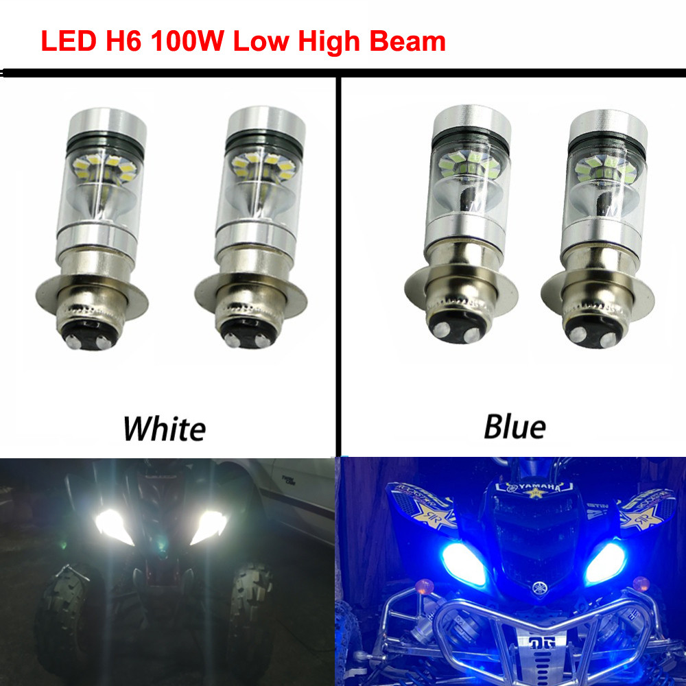 100W H6 LED Headlights Bulbs Super White Low High Beam For Yamaha GRIZZLY 660 400 450 350 125 YFZ350