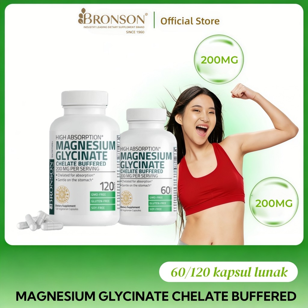 Bronson Magnesium Glycinate 200MG Vegetarian Capsules