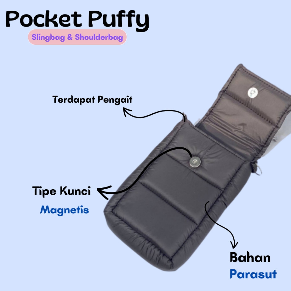 DISKON ASFOUR - Pocket Puffy PUFFY SLINGPHONE | TAS SELEMPANG HP WANITA Tas Wanita Puffy Bag Mini Pu