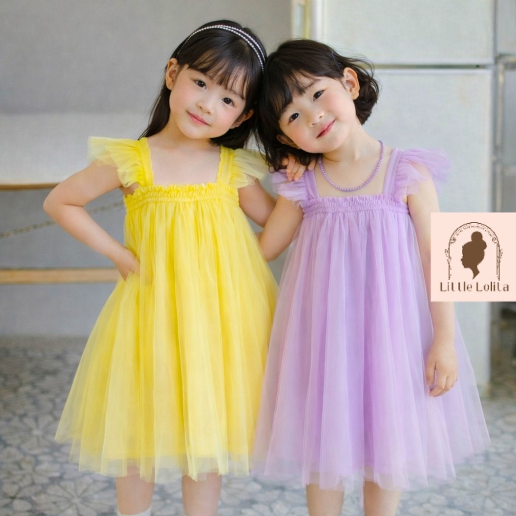 DRESS  TUTU BABY YELLOW / LILAC 0-5th  - GAUN anak pesta Baju Bayi Tile Tulle Balita newborn
