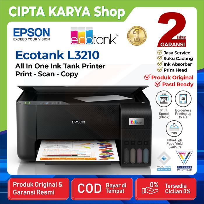 [PROMO]Epson L3210 All in One Ink Tank Printer Hitam Putih  Tinta 1 Set Garansi  2 Tahun - L3210 Hit