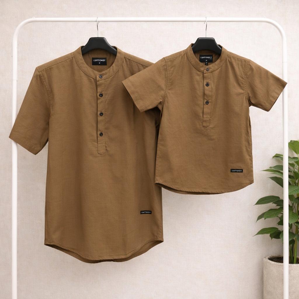 Kemeja Koko Warna Mocca Couple Ayah dan Anak Laki Laki