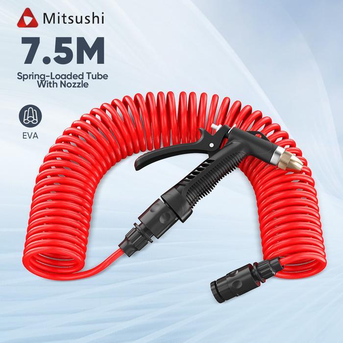 Mitsushi Selang Spiral /Ulir Panjang 7.5-20 meter  Recoil Hose Kepala Semprotan Hose Nozzle Air Pera