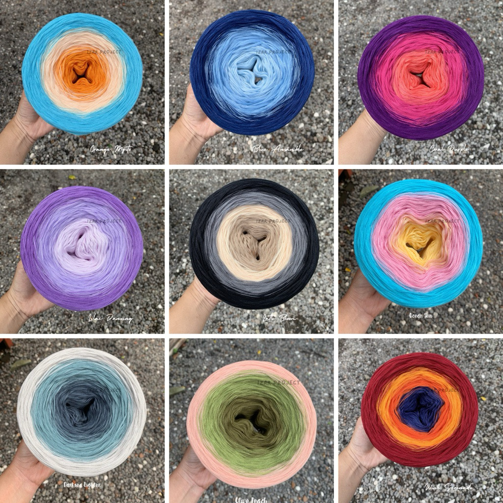 Benang Gradasi 3 Warna Benang Rajut Gradasi 3 Warna Size 2 - 10ply