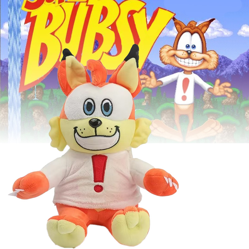 25CM Cute Anime Bubsy Cat Plush Toy Funny Cartoon Orange Cat Game Anime Figure Movie Peripheral Anim