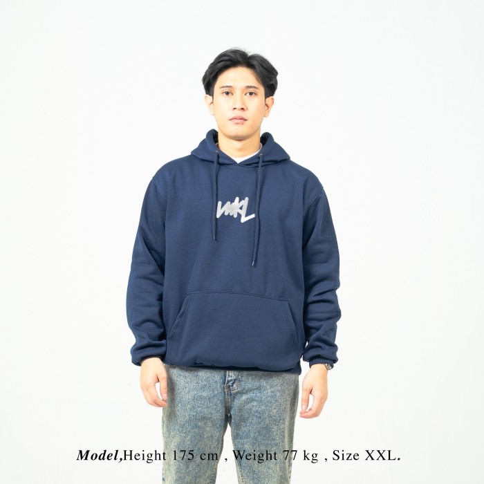 UNKL347 Jacket Hoodie Navy Model Simpel Bahan Fleece DAMM