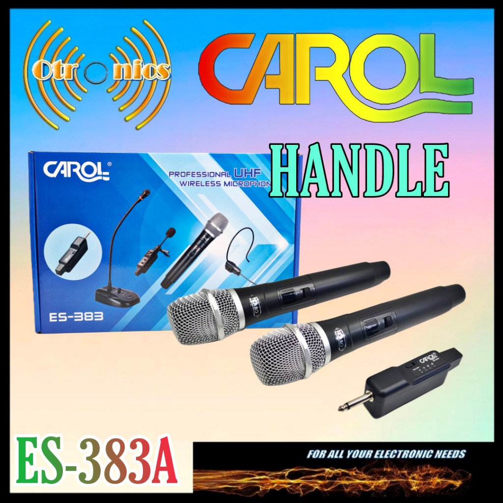 Mic Wireless Carol ES-383 HANDLE Microphone Karaoke 2 Mic
