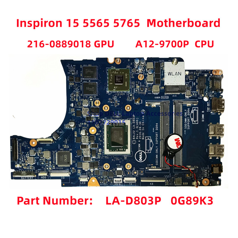 For DELL piron  5565 5765 Laptop Motherboard LA-D803P  -0G89K3 G89K3 216-0889018 AMD R7GPU  FM980P A