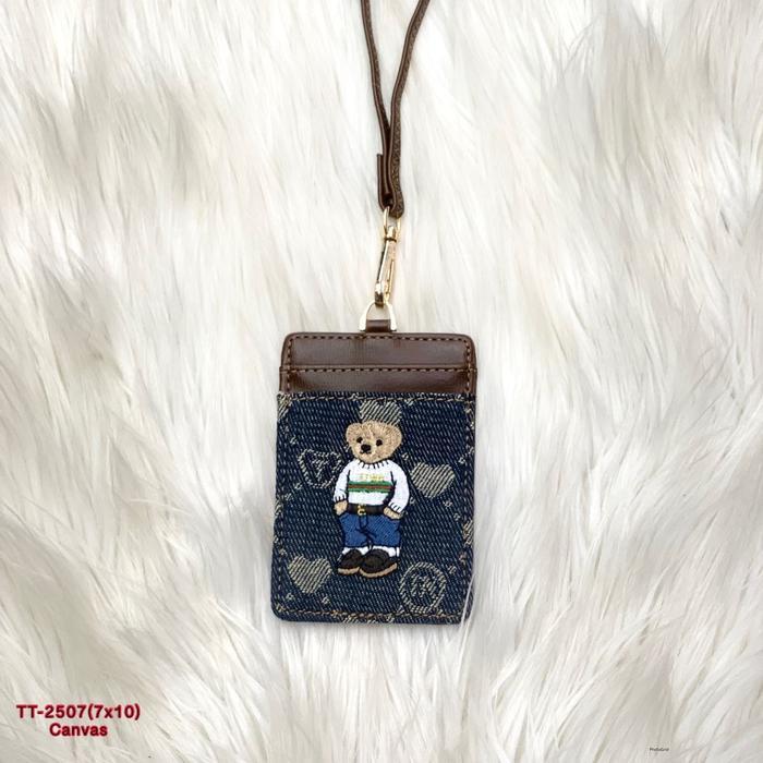NEW Collection TTWN - Lanyard Beruang Awet untuk ID Card dan Nametag PU & Kanvas - Biru Kanvas
