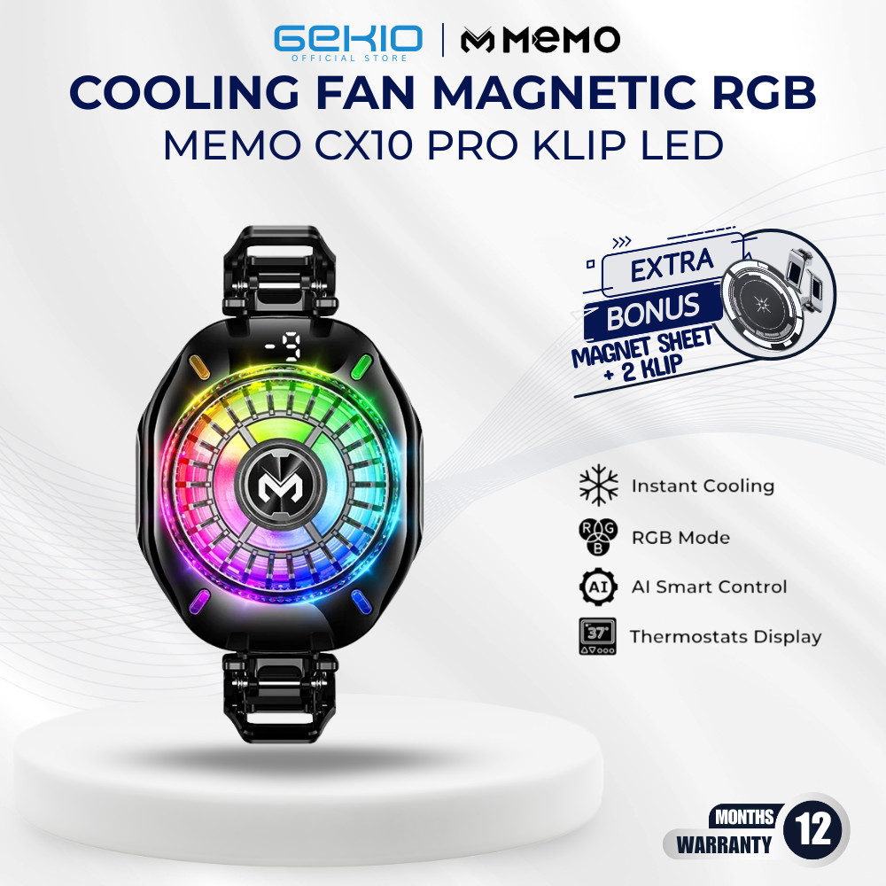 MEMO CX10 PRO Phone Cooling Fan Cooler RGB Magnetic & Klip Pendingin HP Semiconductor Peltier