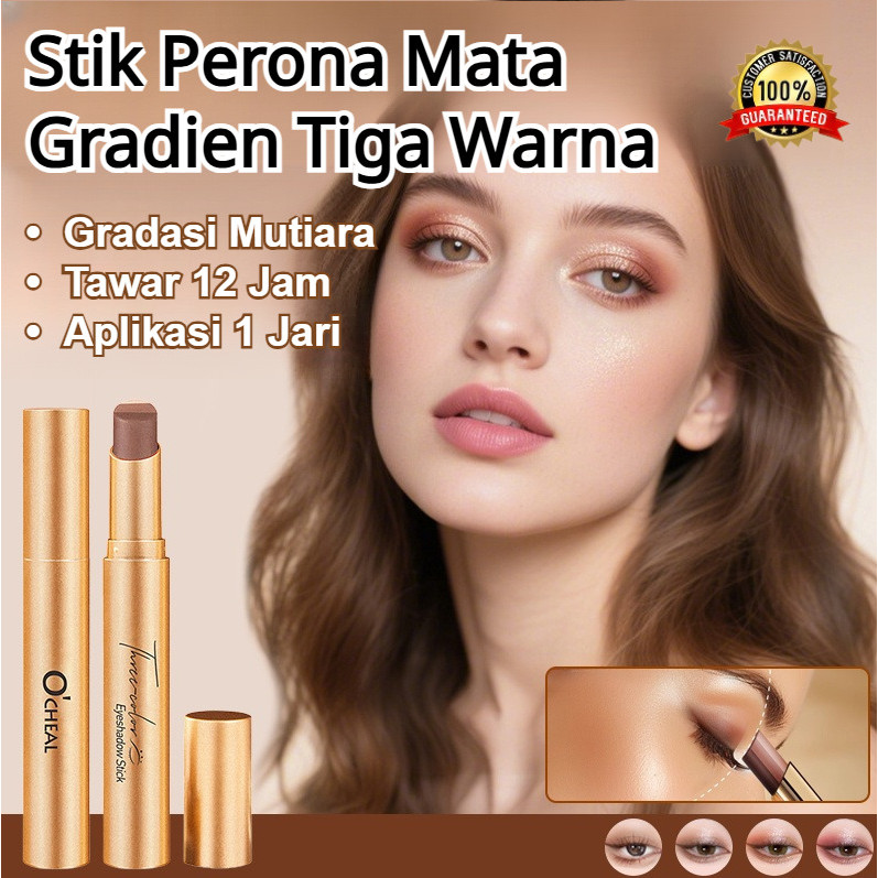 [PRODUK ASLI] Stik Eyeshadow Tiga Warna Dengan Glitter Gradien/Eyeshadow gradasi tiga warna Tahan la
