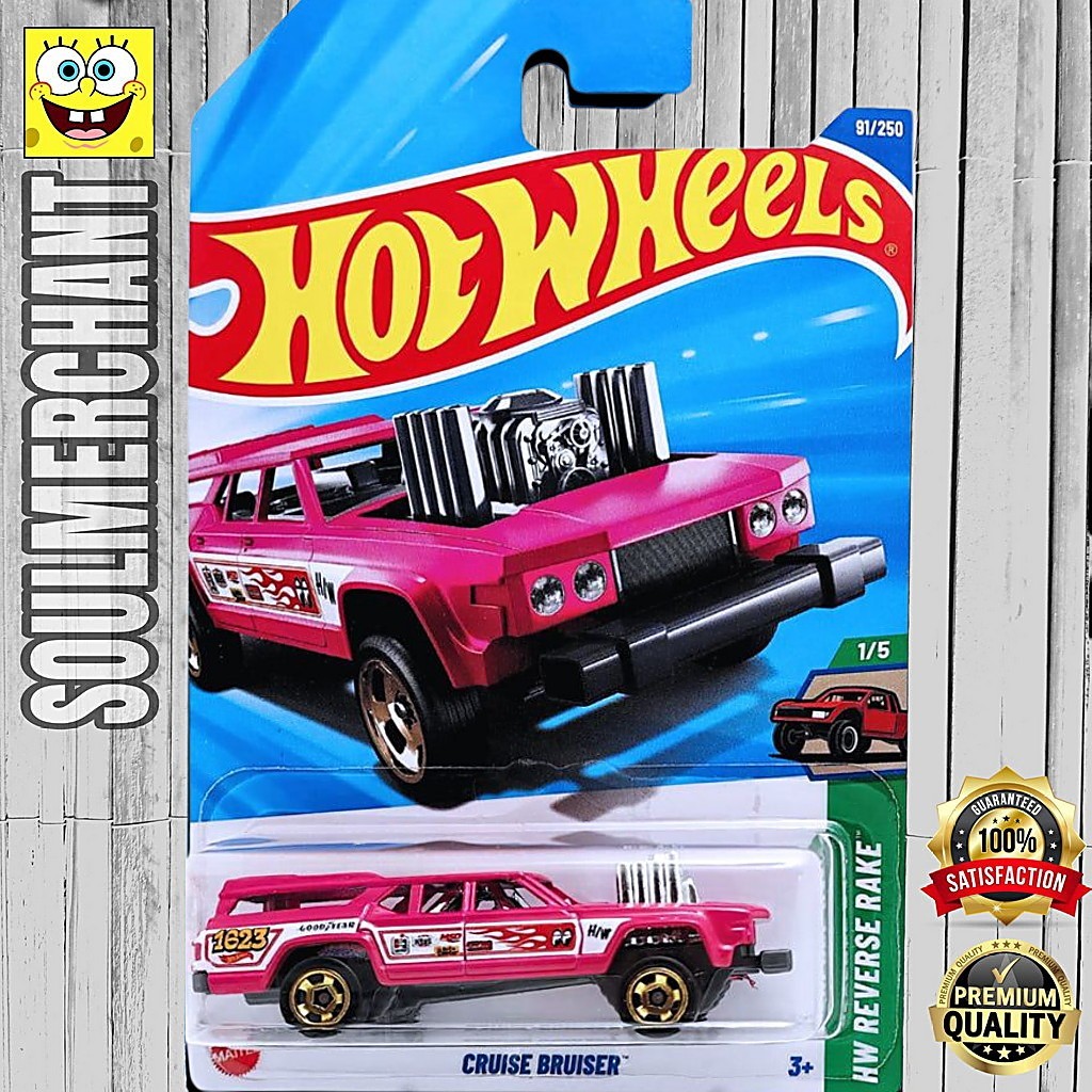 Hot Wheels Cruise Bruiser Pink Diecast Mobil Wagon Hotrod
