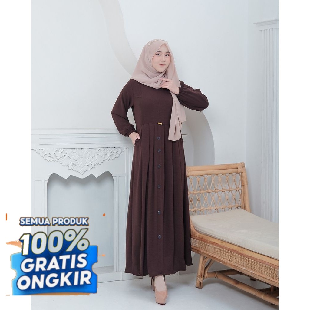 GAMIS NABILA Dress Wanita Busui Friendly Bahan Crinkle Airflow- pakaian wanita lainnya
