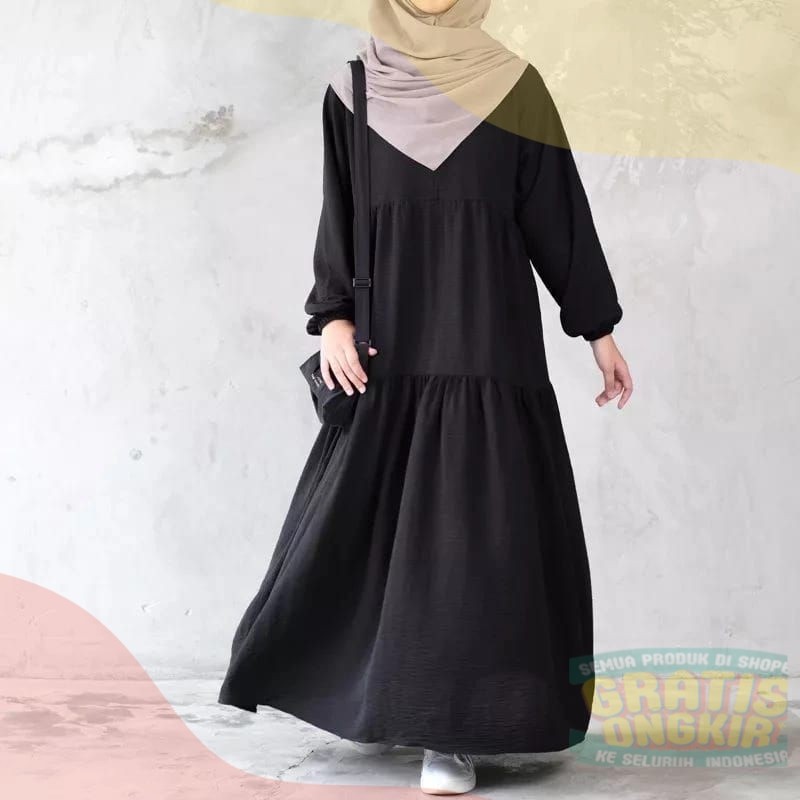 GAMIS SERUT MAT CRINCLE  REMAJA KEKINIAN TERBARU GAMIS DRESS REMAJA/LEBARAN KEKINIAN GAMIS SERUT BUS