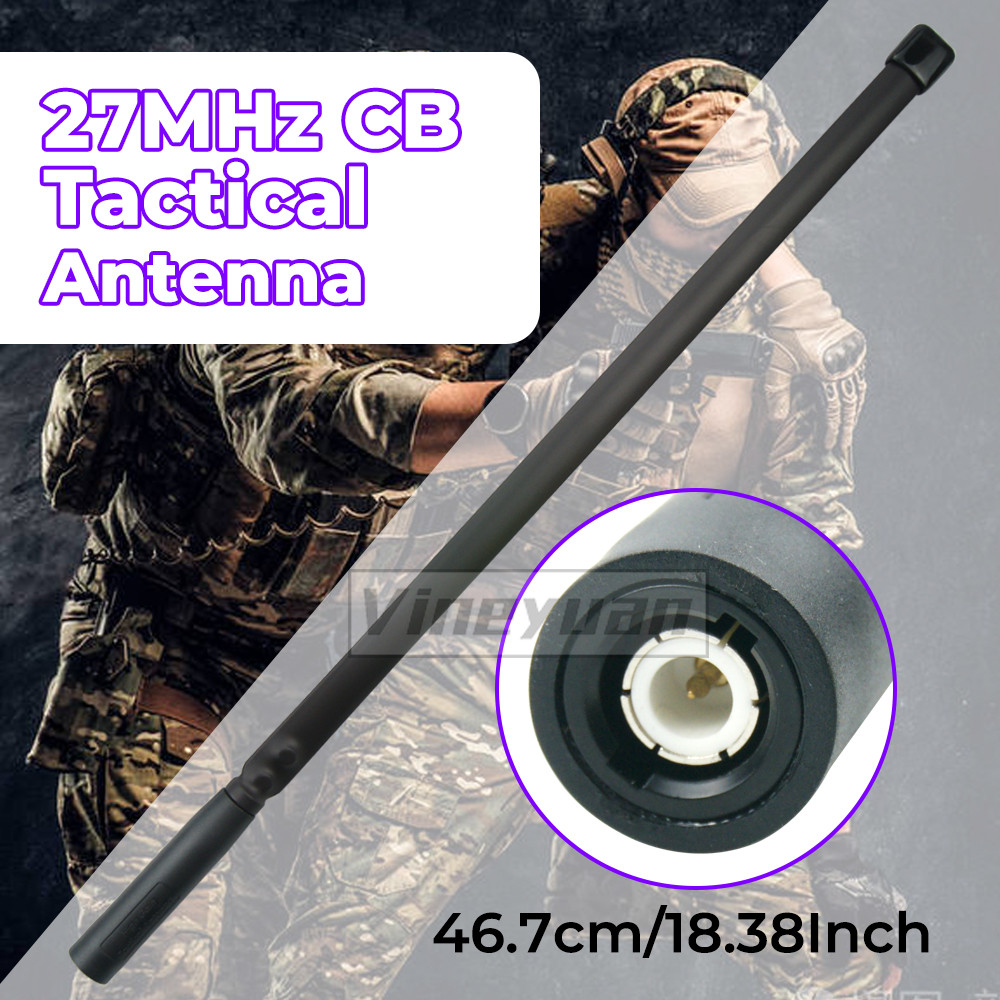 27MHz CB Rao Portable Foldable Tactical Antenna 20W 46.7cm(18.63in) BNC-J Connector Black Color for 
