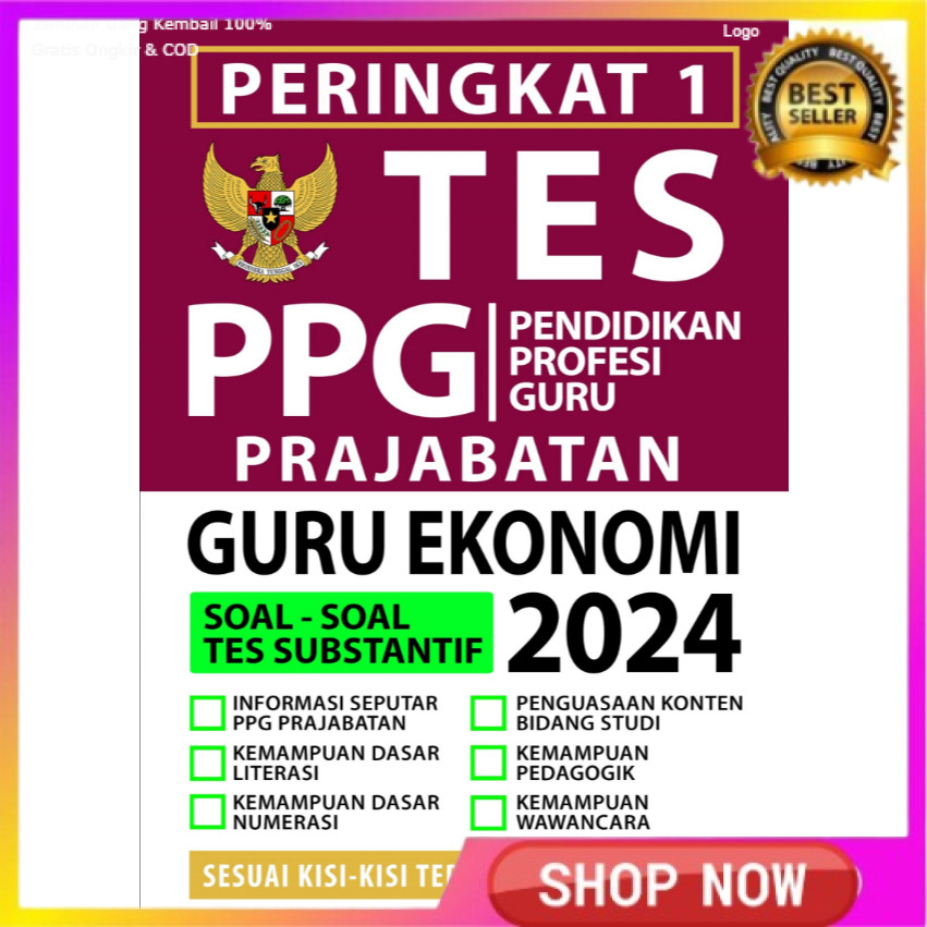 TOKO BUKU BUKU PERINGKAT 1 TES PPG PRAJABATAN GURU EKONOMI 2024 IDO207 PASTI BISA LULUS