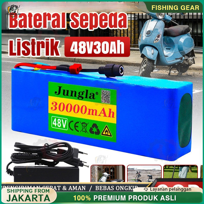 COD Baterai Lithium 48V 30Ah 13S3P 18650 Sepeda Listrik - Paket Lengkap Charger 2A 54.6V Tahan Lama