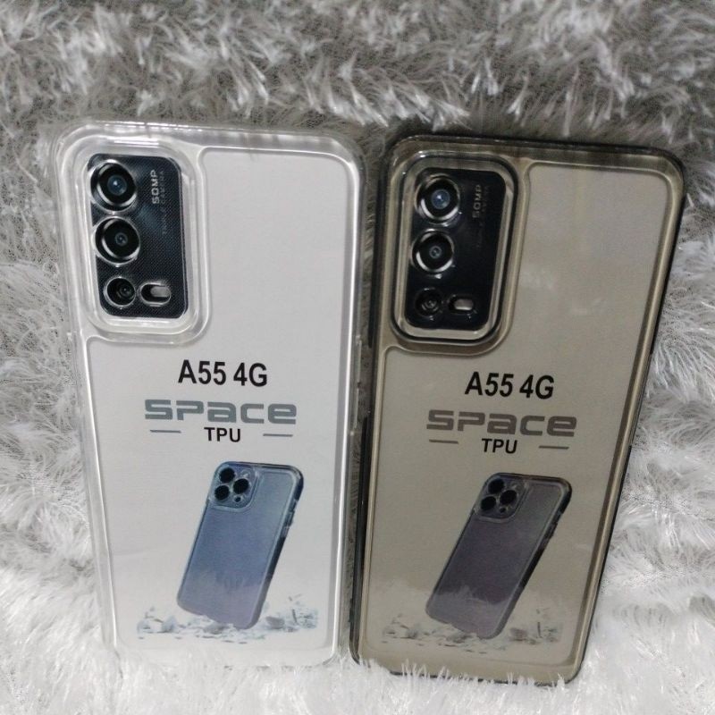 SoftCase Casing OPPO A55 4G Silikon Bening Transparan Space TPU Pelindung Belakang HP + Camera