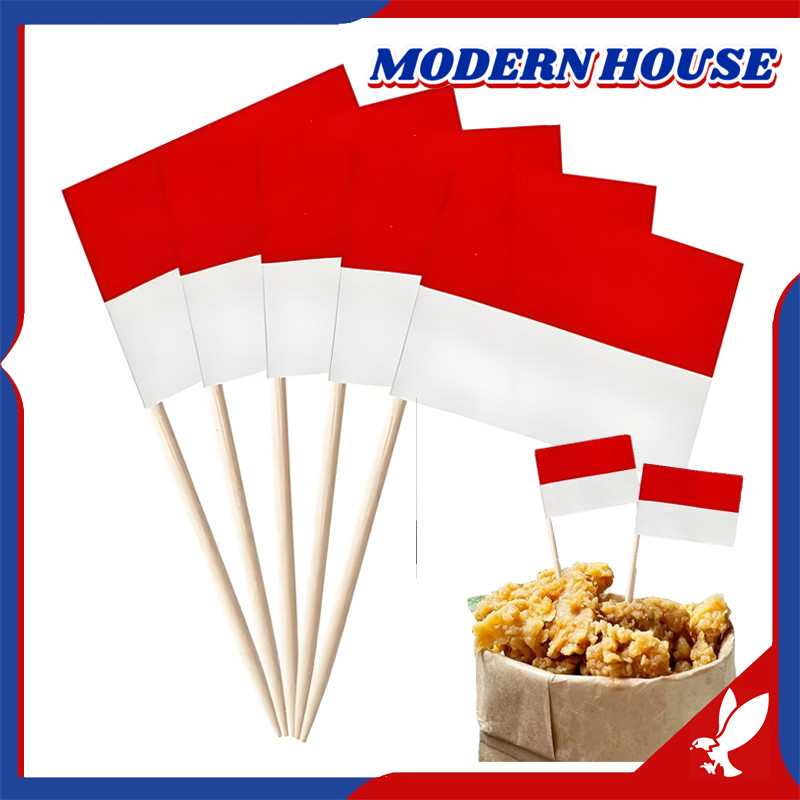Topper Bendera 100pcs Bendera Tusuk Gigi Indonesia Merah Putih