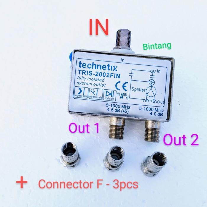 splitter antena tv cabang 2 way spliter + drat connector