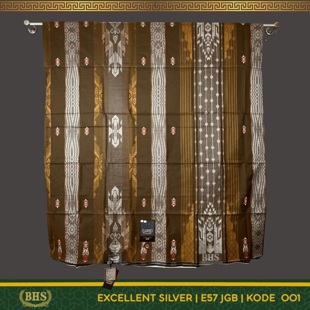 Sarung BHS Excellent Silver Motif E57 JGB Jacquard Gunung Bahan Mercerized Cotton Halus dan Lembut [
