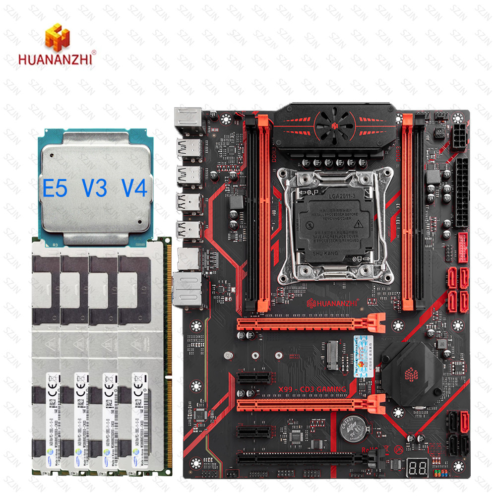 HUANANZHI CD3 X99 Motherboard Combo E5 V3 V4 DDR3 Max 128GB 1866NHz Support M2 NVME 8 SATA Server Su