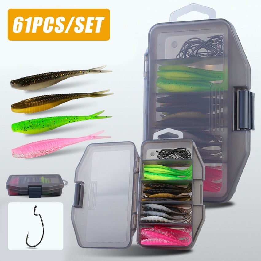 Umpan Casting Ikan Gabus & Toman 6.5cm – 4 Warna + 20 Kait,Desain Ekor Terbuka, Getaran Dinamis, Mud