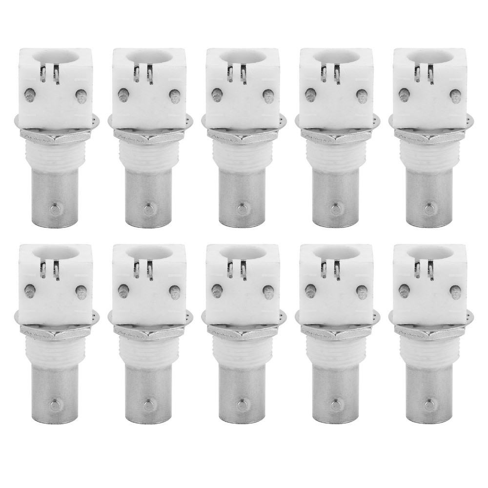 10 Pcs PCB Mount BNC Connector 90 Degree 2 Pin BNC Female Socket White Plastic Precision Coaxial Con