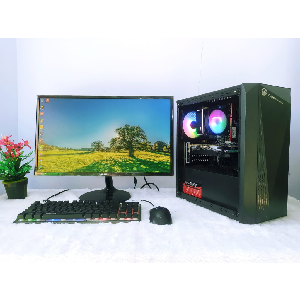 Set PC Gaming Ryzen 3 RX 580 8GB LED Samsung 24" FullHD NVMe Valorant