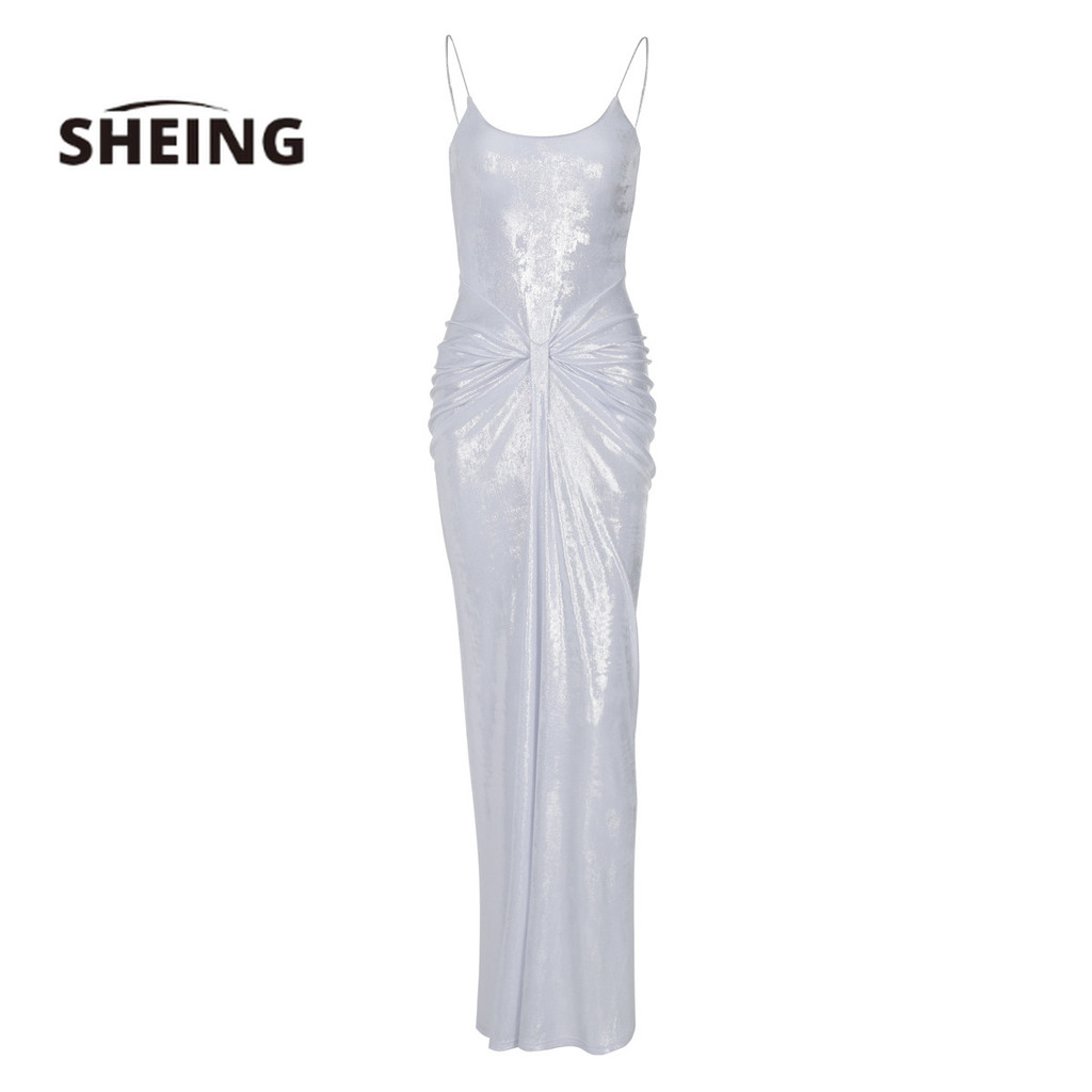 SHEING Sexy Royal Sister Style Eropa Dan Amerika Pakaian Wanita Fashion Kerut Kink Pinggang Tinggi R