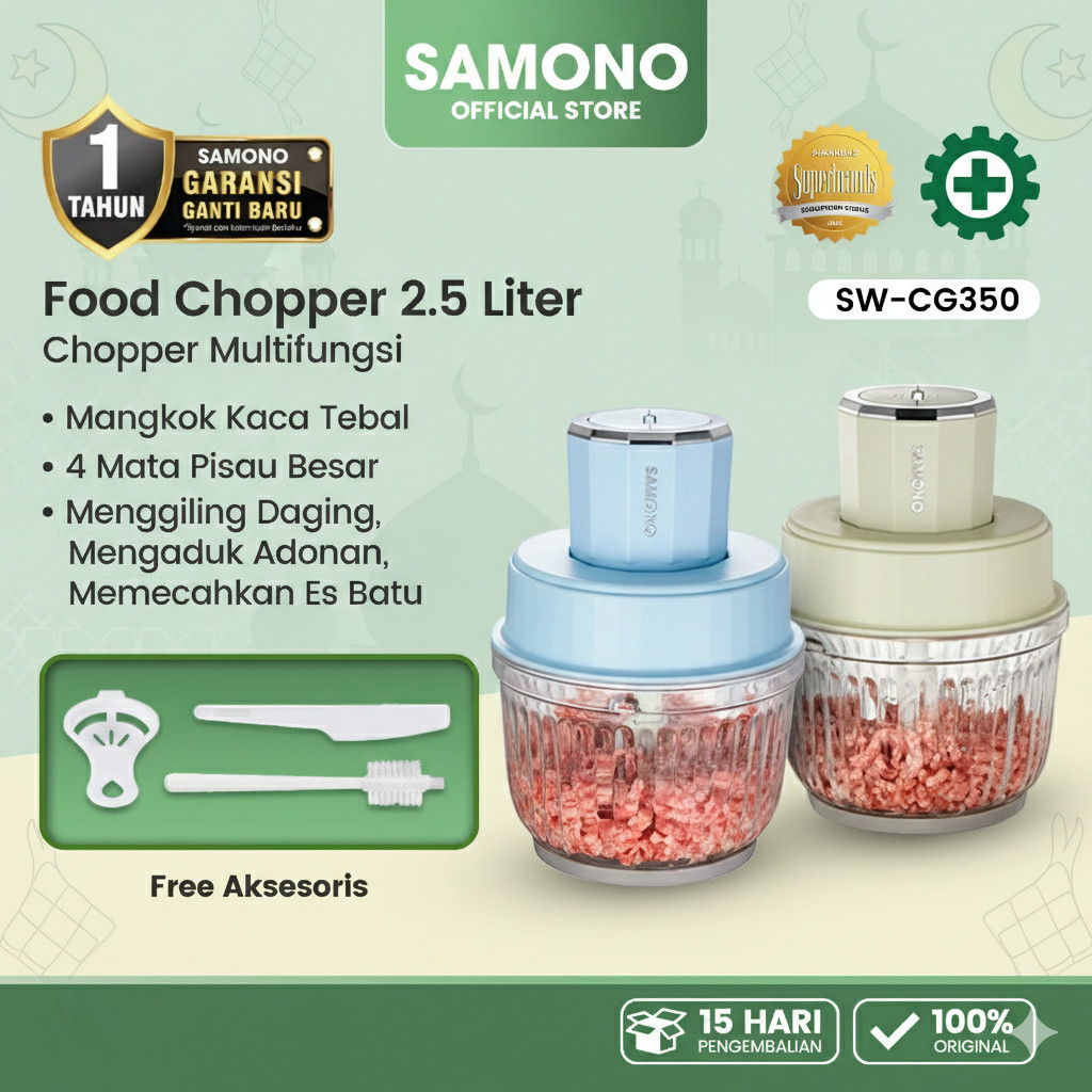 SAMONO Food Chopper 2.5L Multifungsi chopper daging chopper daging dan bumbu chopper samono coper bu