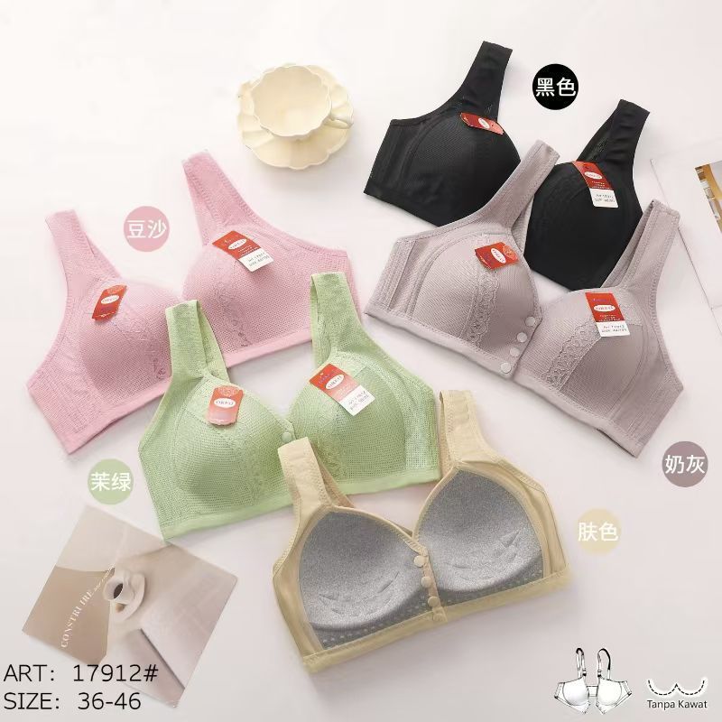 PITAPOP. 3Pcs Bra KANCING Depan Bh Busui kancing depan premium cup B-C Tanpa Kawat Push Up Bh Jumbo 