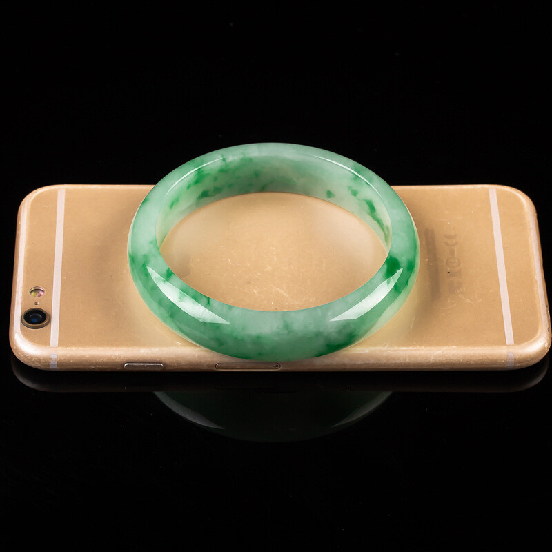 Gelang jadeite jadeite es-lilin dengan motif bunga gelang bulat jadeite es-lilin Burma gelang wanita