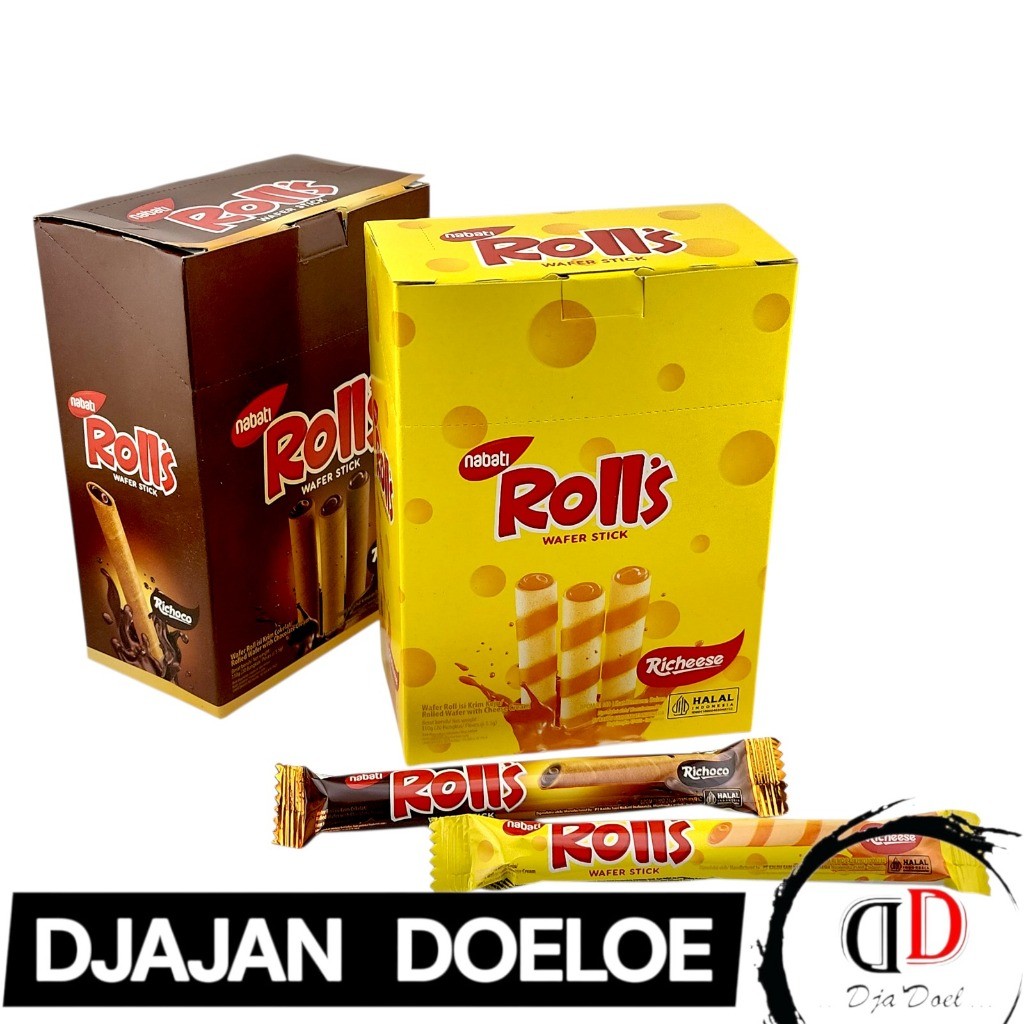 Nabati Rolls - Wafer Krim Keju & Coklat, Netto 20 x 8 Gr PAKET SEMBAKO MURAH SNACK JAJANAN ANAK LENG