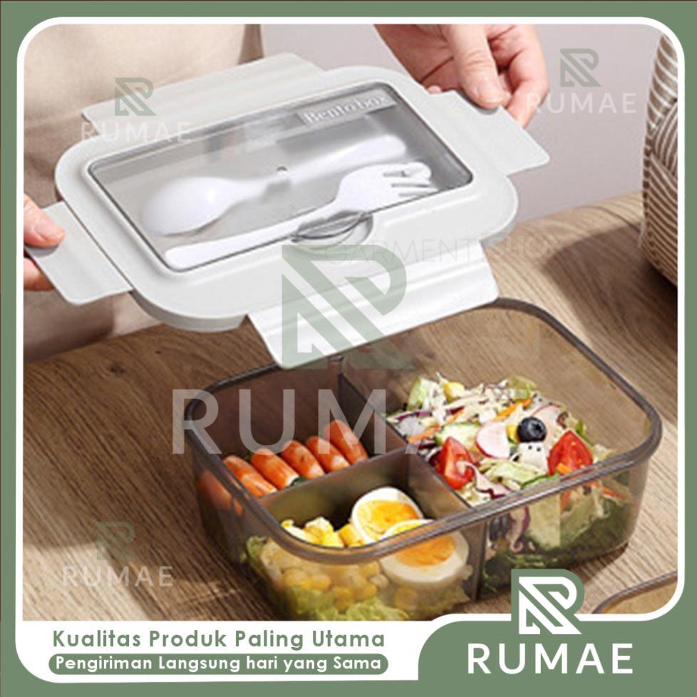 RUMAE Kotak Bekal Anak Sekolah Bento Lunch Box Lucu Dengan Sendok Garpu Tempat Makan Praktis Untuk B