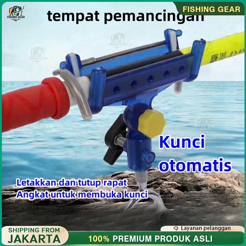 Otomatis Bracket Dudukan Joran Pancing Adjustable 360 Derajat Bahan Stainless Steel/Cagak Joran