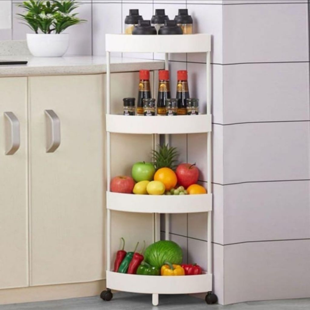 RAK SUDUT PLASTIK 4 SUSUN RAK DAPUR SERBAGUNA