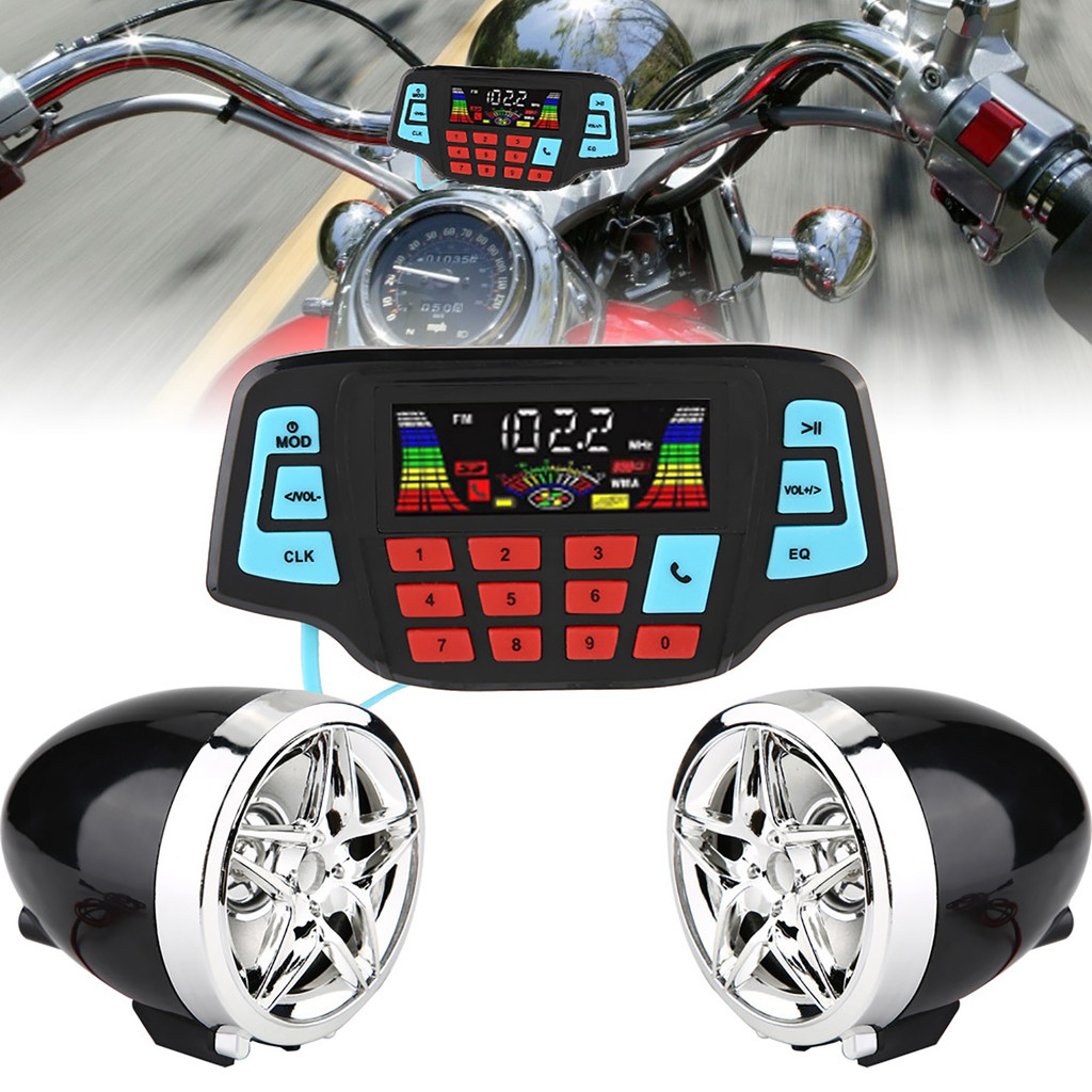 Audio Motor, Pemutar MP3 Motor, Pemutar MP3 Motor Tahan Air dengan BT, Sistem Speaker Stereo Audio, 