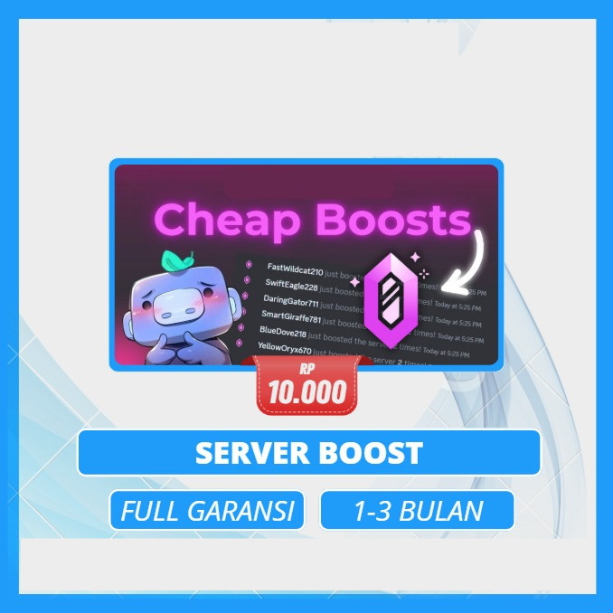 SERVER BOOSTS DISCORD 3 BULAN FULL GARANSI - Bisa Tag & Role - Nitro Discord Boost Server Level 3