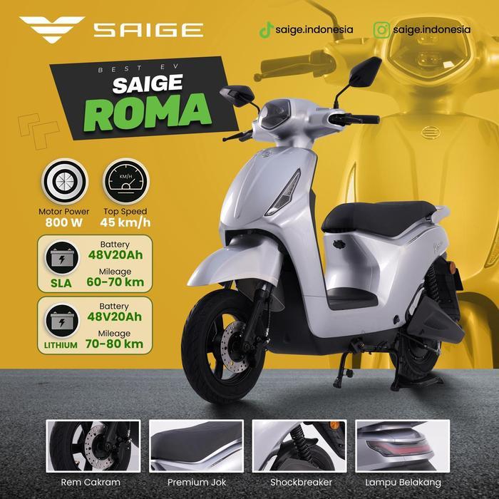 SAIGE ROMA Sepeda Listrik Roda Dua Stylish & Praktis dengan Motor 800W Baterai 48V/20Ah & 48V/24Ah K