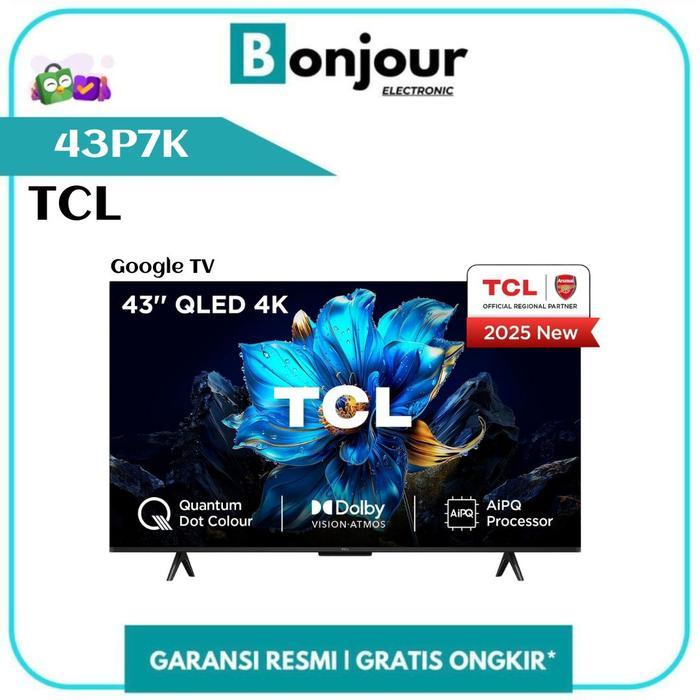 QLED TCL 43 Inch Google TV TCL 43P7K 4K UHD Dolby Atmos TCL 43P7K